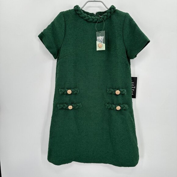 Tuckernuck Dresses & Skirts - Tuckernuck Forest Green Tweed Jackie Dress sz S Shift Mini Business Career NWT